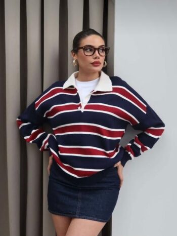 Lacivert Polo Yaka Kazak