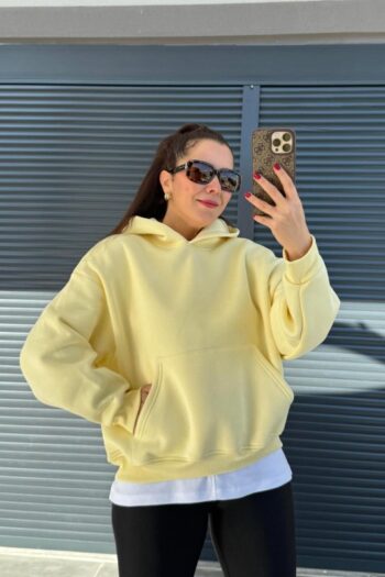 Sarı Şardonlu Sweatshirt