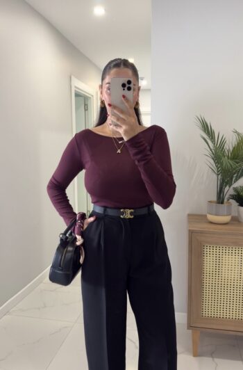 Massi Bordo Kayık Yaka Bluz