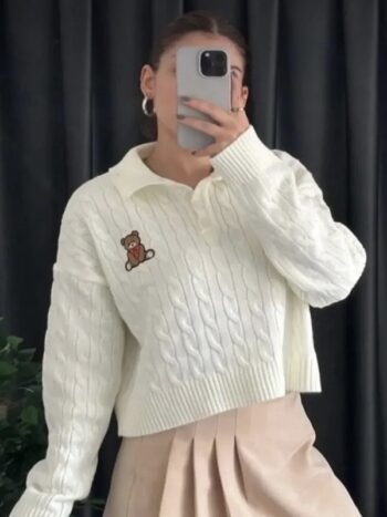 Polo Yaka Ayıcık Kazak