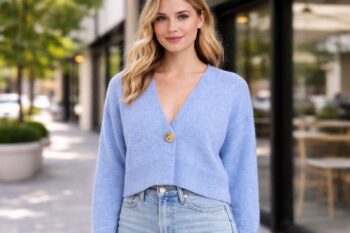 Mavi Broş Detay Hırka